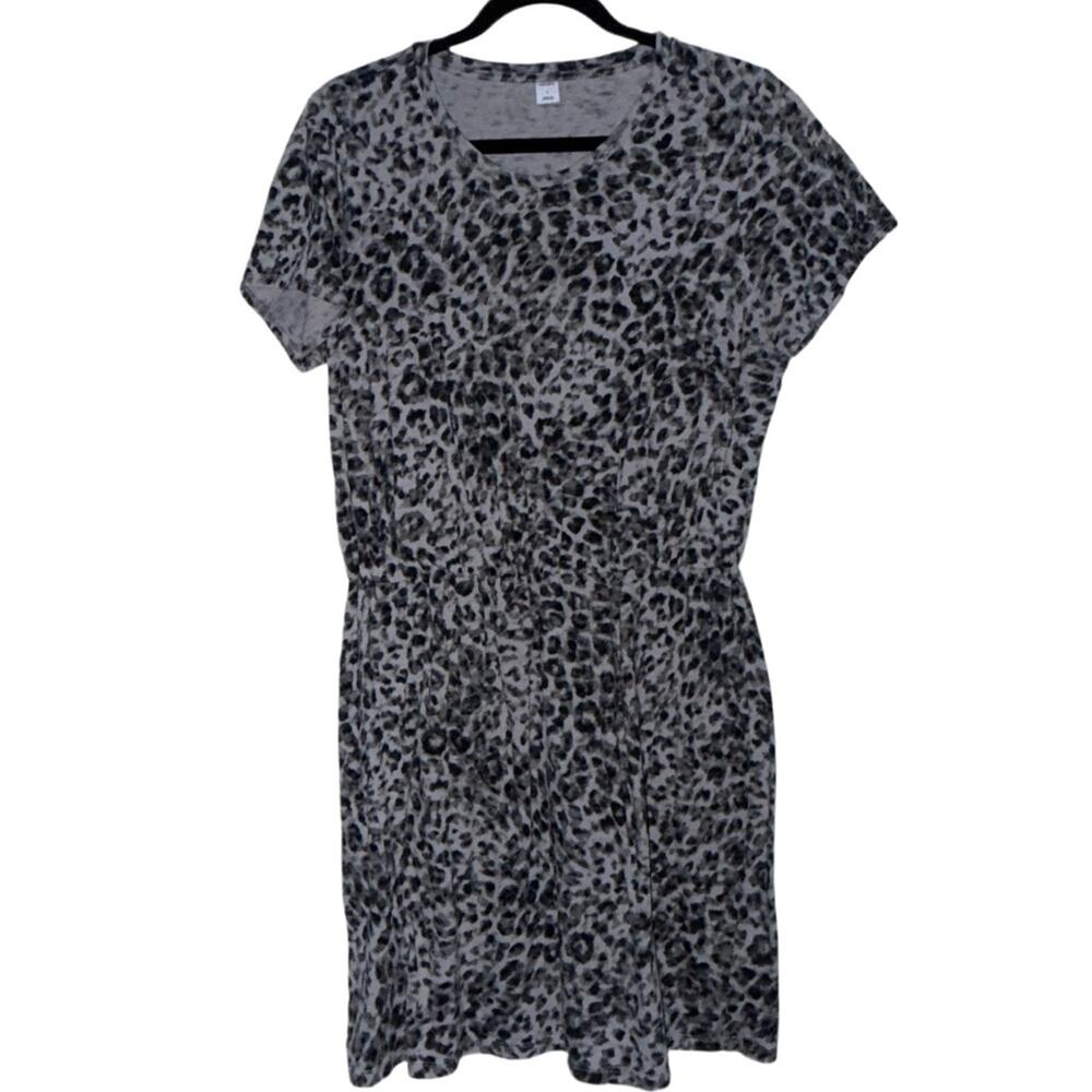 Old Navy Gray & Black Leopard Tee Dress Sz Large